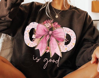 God is Good Bible Verse Christian Png, Christian Faith Coquette Bow Png, Pink Coquette Floral Png Digital File, Christian Coquette Bow Png