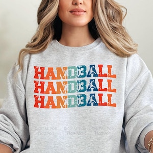 Handball Sport Player Retro Grunge Style Png, Handball School Coach Colorful Sublimation Crafts, Distressed Text Word Art Design For Mom