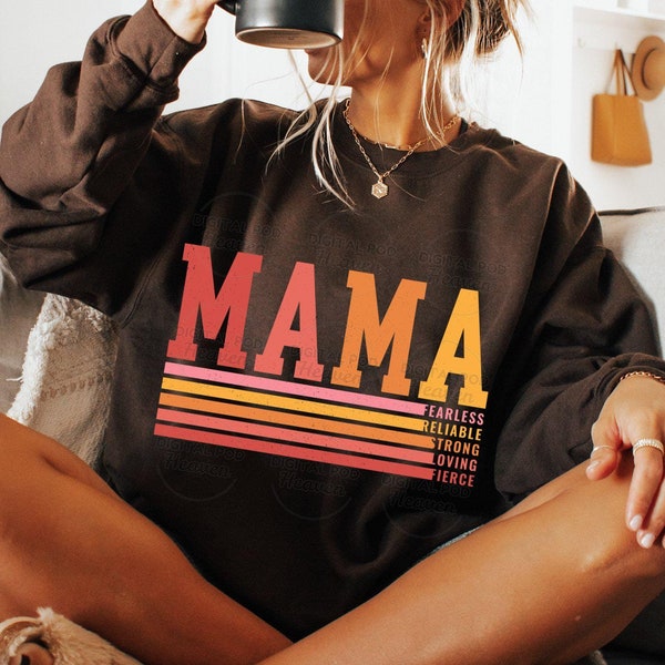 Inspirational Colorful Mama Png, Retro Mom Design, Fearless Mama Png, Mama Definition Graphic for Print, Mothers Day Png For Sublimation