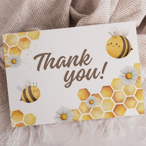 Note de remerciement abeilles carte imprimable Note d'appréciation des invités modèle toile personnalisé faire-part de grossesse nid d'abeille décoration de fête