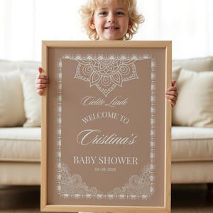 Mexican Terracotta Cielito Lindo Baby Shower Entrance Poster Editable Canva Template Papel Picado Talavera Theme Welcome Sign Printable File