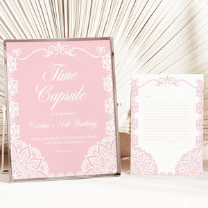 Carta de cápsula del tiempo para bebé "Cielito Lindo" en color rosa sueño, archivo Canva editable de Papel Picado, tarjeta imprimible de recuerdo del primer cumpleaños del bebé