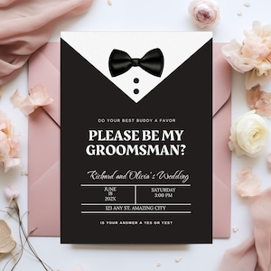 Faire-part de proposition de garçon d'honneur personnalisé, imprimable sur mesure Carte de fête de mariage de votre meilleur homme Serez-vous mon invitation de garçon d'honneur Modèle sur toile modifiable