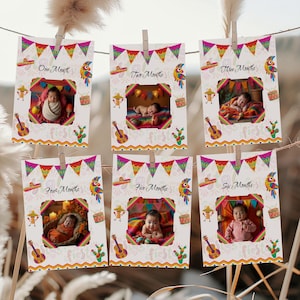 Cartes d'invitation pour fête du premier anniversaire de la fiesta mexicaine, modèle sur toile modifiable pour bébé de douze mois, thème Talavera