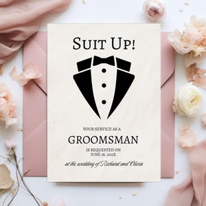 Invito personalizzato per la proposta di matrimonio, invito per testimone di nozze, modello modificabile Canva, biglietto stampabile per addio al celibato, vuoi essere il mio testimone di nozze?