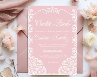 Cielito Lindo Baby Shower Invitation E-Card, Papel Picado Editable Canva Template, Personalized Mexican Pregnancy Announcement Party Invite