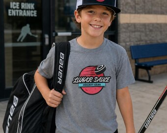 Lunar Sauce hockeyshirt jeugd | Bella+canvas hockeyshirt voor kinderen | Hockeykleding voor jongeren | Hockey lifestyle-shirt | Hockeyfan-T-shirt voor kinderen