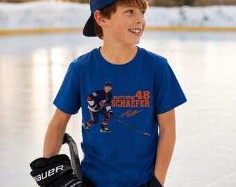 Matthew Schaefer Youth Hockey Shirt | Bella+Canvas Youth T-Shirt | Hockey Fan Apparel for Kids | Youth Hockey Tee | Future Hockey Star Shirt