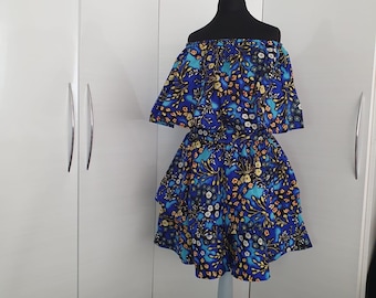 African Print Two-Piece Short Set | Off-Shoulder Crop Top & High-Waist Shorts | Ankara Summer Set