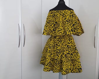 African Print Two-Piece Short Set | Off-Shoulder Crop Top & High-Waist Shorts | Ankara Summer Set