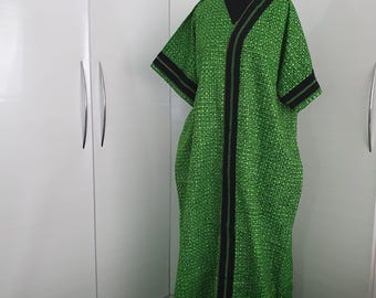 Green and black Bubu, with Aso-oke trim  and pockets