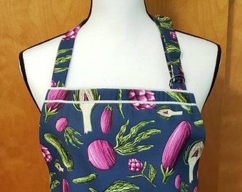 Vegetable Print Apron with Pockets, Artist Crafter, Woman's  Kitchen Apron, Baking Cooking