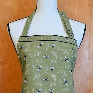 Bumblebee Apron with Pockets, Artist Crafter, Woman's Kitchen Apron, Baking Cooking image 1