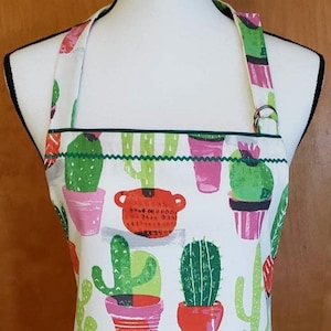 Delantal de chef con bolsillos, estampado de cactus, para mujeres, repostería, cocina, artistas y artesanas.