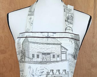 Grembiule da fattoria con tasche, grembiule da cucina retrò da uomo e da donna