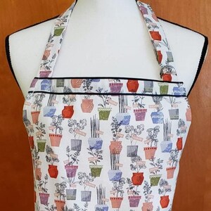 Flowerpot Print Apron: Retro Chef Style with Pockets