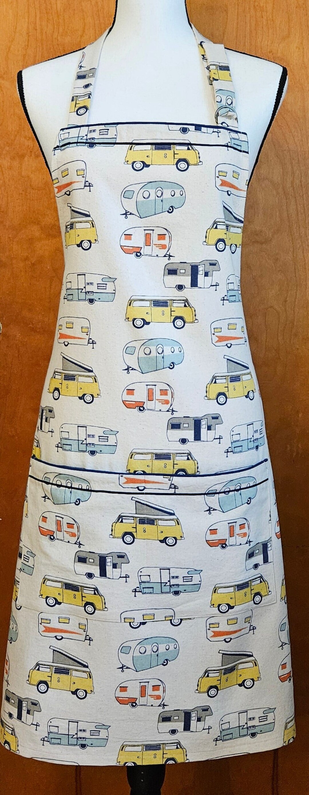 Vintage Camper Print Chef Apron With Pockets, Gift for Her, Gift for ...