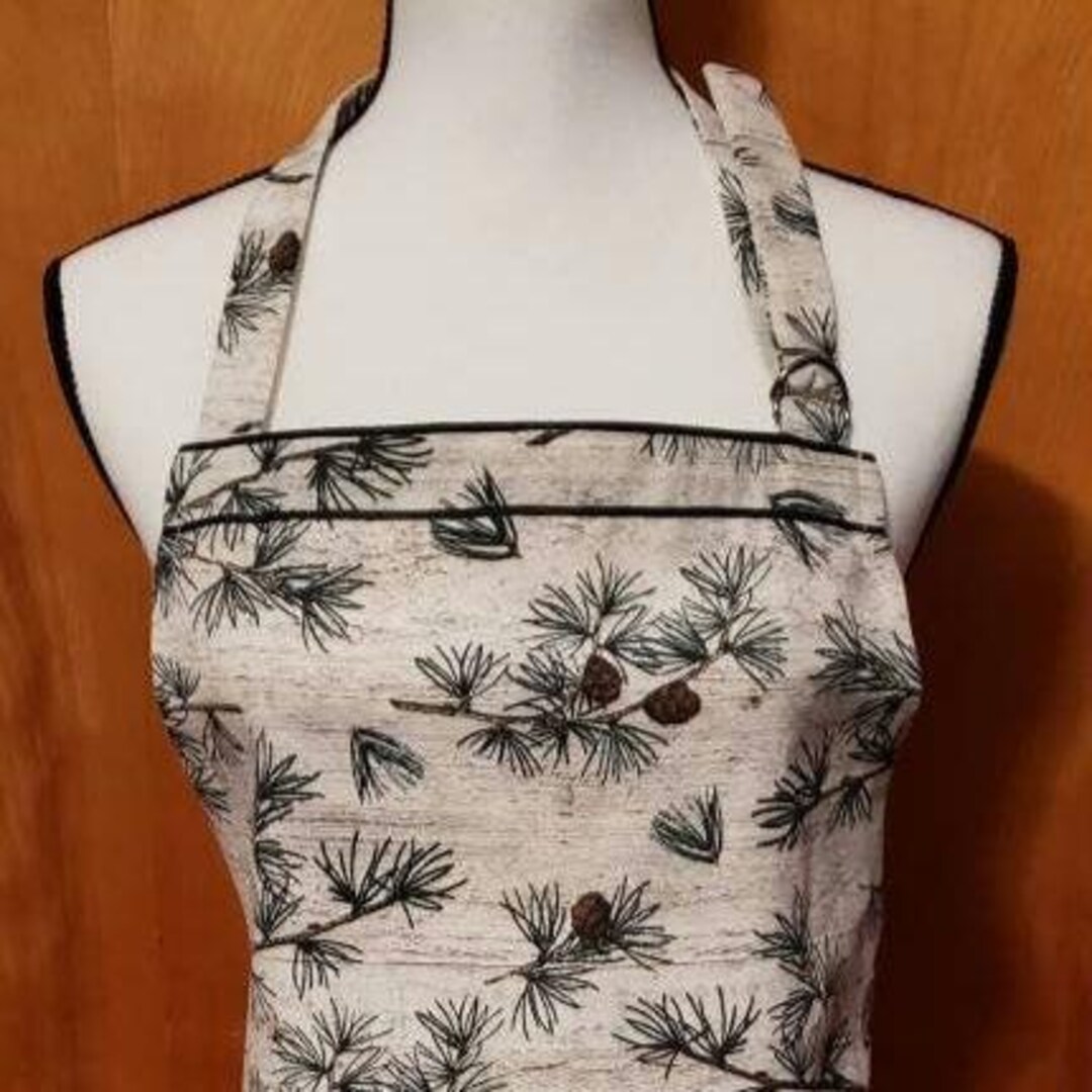 Pinecone Design Apron With Pockets, Fall Winter Pattern, Unisex Style ...