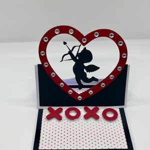 Valentine Themed Floating Easel Card SVG for Silhouette Cricut Pop Up Card Greeting Card Cupid