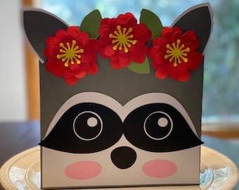 Raccoon Woodland Creatures Gift Bag SVG Cut File for Cricut Silhouette Scan N Cut Cut's a Lot Raccoon Gift Bag Favor Bag Treat Bag