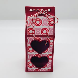 Milk Carton SVG with Heart Cutout Comes with Digital Scrapbook Paper Pack Silhouette Cricut Party Favor Box Valentines Day Box Cut File