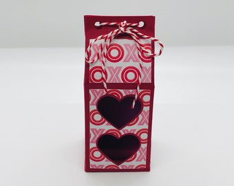 Milk Carton SVG with Heart Cutout Comes with Digital Scrapbook Paper Pack Silhouette Cricut Party Favor Box Valentines Day Box Cut File