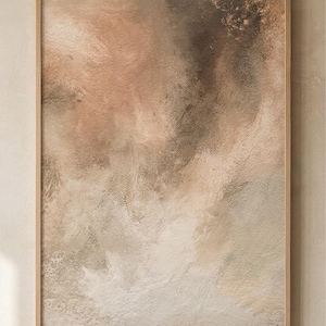 Stor neutral abstrakt konst, modern väggdekor, beige modern poster, elegant inredning