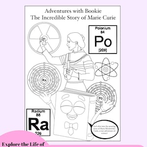Livro de colorir Marie Curie Science para crianças | Atividade STEM para imprimir | PDF educacional | Folha de exercícios divertida sobre mulheres na história | Educação domiciliar