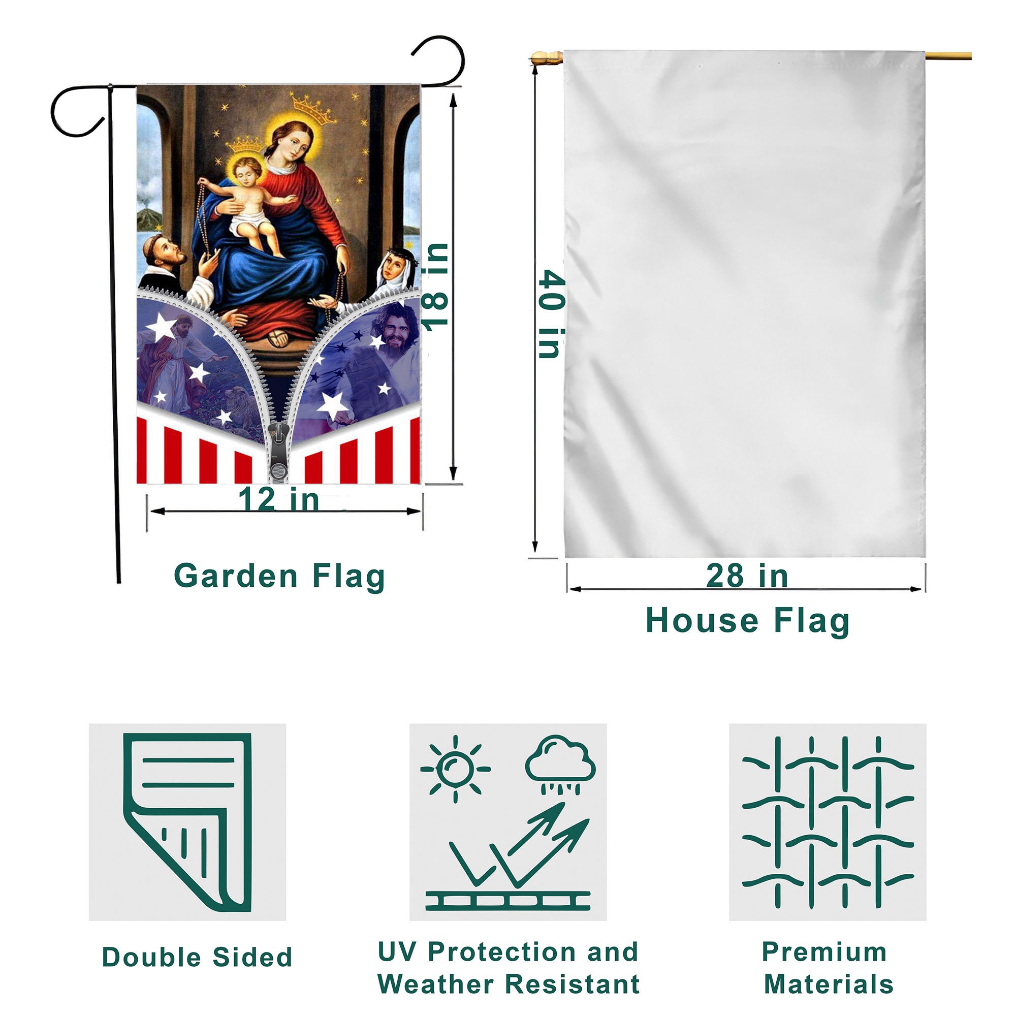 Our Lady Of The Rosary Virgin Mary Flag, Virgin Mary Holy Rosary Flag