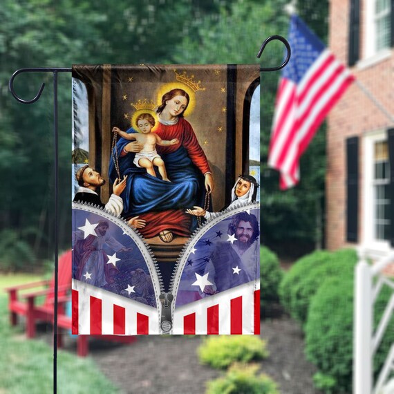 Our Lady of the Rosary Virgin Mary Flag Virgin Mary Holy Etsy