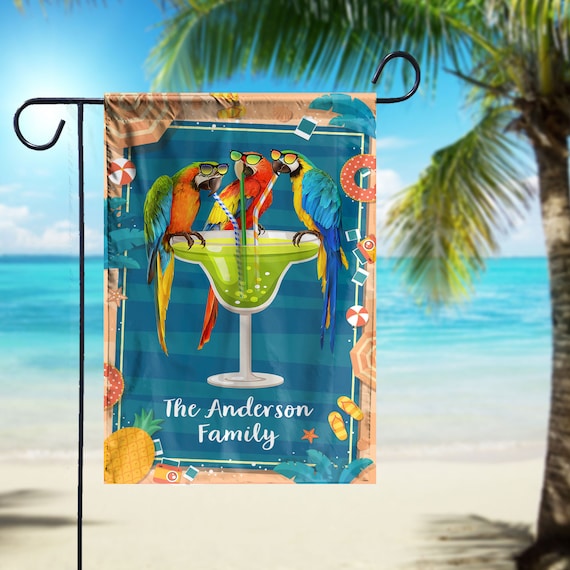 Happy Hour Summer House Flag Parrot Tropical Cocktails Drinks 28in X 40in for sale online 