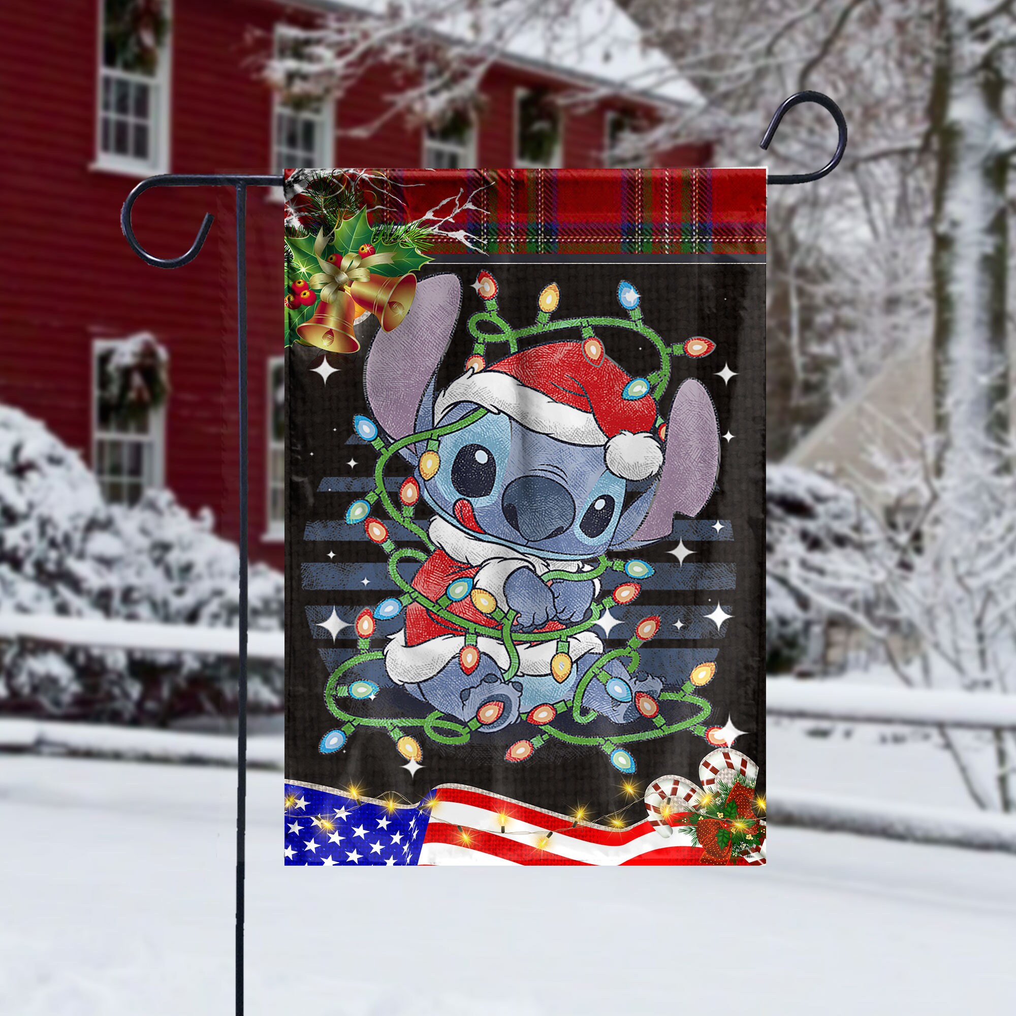 Discover Disney Christmas Lilo Stitch Flag, Christmas Lights Stitch Flag