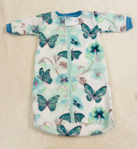 Blue Butterflies and Pansies Fleece Cozy Baby Sack Sleeping Bag Baby toddler 0 3 Months to 4T Sizes Zippered Etsy