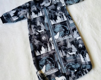 Wolves and Moons! Grey Tone, Cozy Baby Sack, Baby/Toddler Bag,0-3 Months to 4T Sizes, Zippered, Customizable