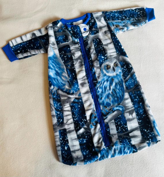 Unisex, Snowy Owls on Blue, Cozy Fleece Sleep Sack, Sleeping Bag