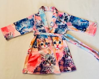 ¡NUEVO! ¡Gatitos Acuarela! Bata de forro polar suave para bebé, talla 12 meses a 10, bata de baño extra suave
