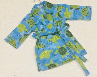 NEU! Schildkröten auf Blau! Kuscheliger Fleece-Bademantel für Kleinkinder, 12 Monate bis Größe 10, extra gemütlicher Bademantel