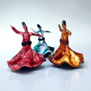Colorful Whirling Dervish Figurines Hand Painted Semazen Islamic Sufi Art, Spiritual Decor & Turkish Cultural Gift islamic gift for muslims