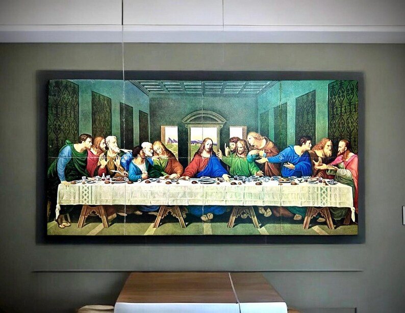 Rustic Last Supper The Last Supper Painting on Natural Stone, Rustic Christian Wall Decor ...