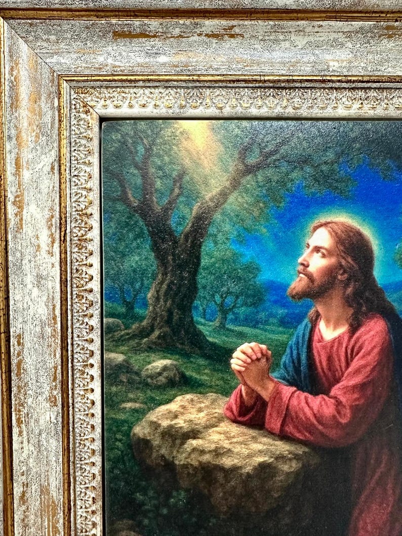 Garden of Gethsemane Painting, Jesus Praying, Christian Wall Art on ...