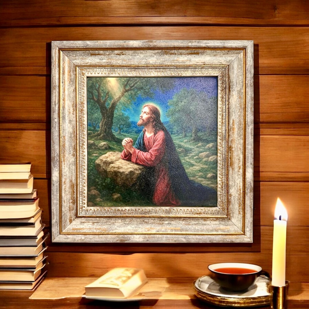 Garden of Gethsemane Painting, Jesus Praying, Christian Wall Art on ...