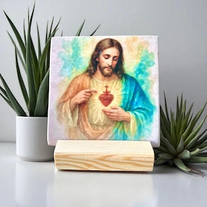 Art mural sacré-coeur de Jésus, décoration religieuse catholique, cadeau chrétien, peinture inspirante de Jésus, décoration de la maison foi spirituelle