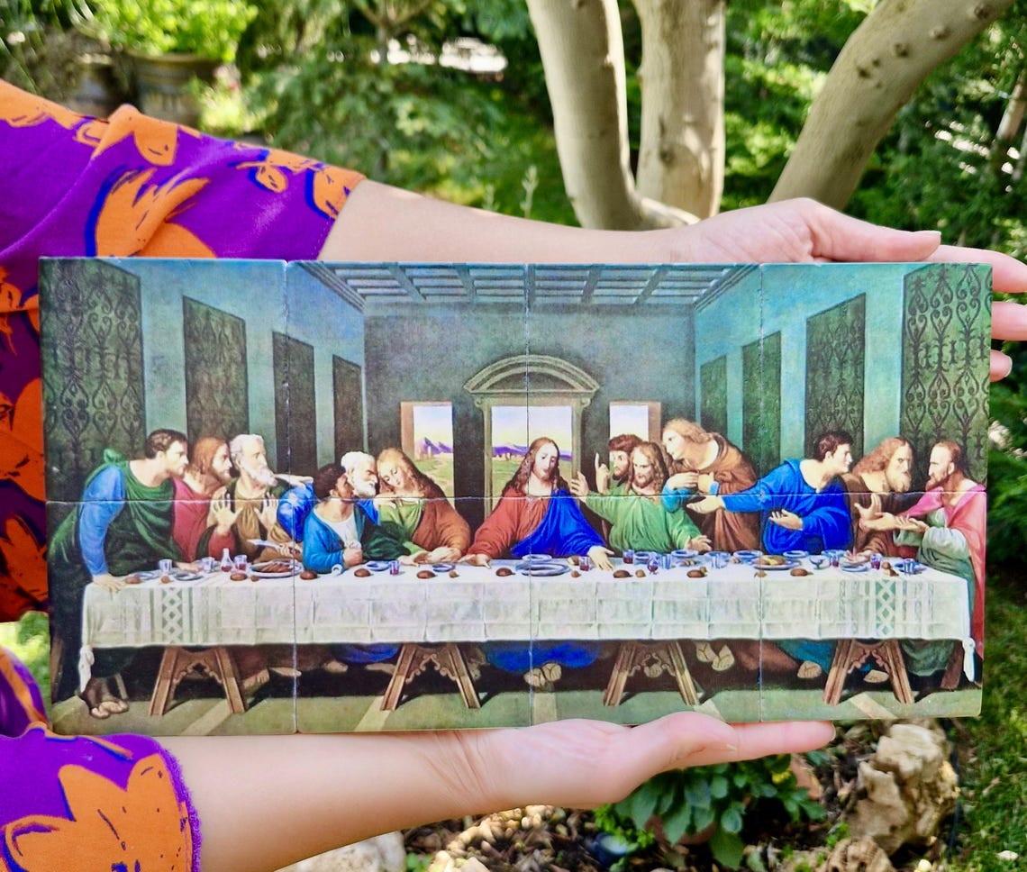 Rustic Last Supper The Last Supper Painting on Natural Stone, Rustic Christian Wall Decor ...