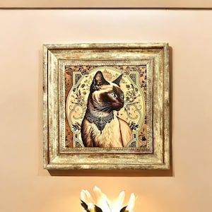 レトロな猫の壁アートプリント、バーカートのホームデコレーション用の面白いペットの肖像画、彼女へのユニークなギフト、猫好きへのギフト、猫の壁画、猫のアートプリント
