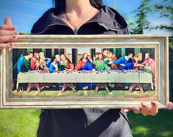 The Last Supper Natural Stone Wall Art, Leonardo Da Vinci Religious Christian Home Decor