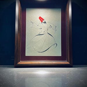 Handcrafted Minimalist Drawing:The Grace of Mevlana-quotes Sufi Rumi Semazen Spiritual Art muslim islamic birthday gift-sufism Housewarming