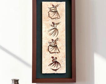 Mevlevi Dervish Quartet Travertine Stone Wall Hanging Sufi Mystic Decor