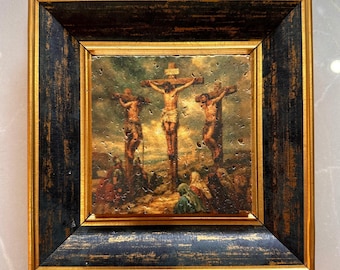Crucifixion of Jesus Travertine Stone Wall Art Christian Religious Home Decor Gift