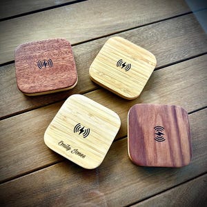 Personalized Wood Wireless Charger Custom Wireless Charger Personalized Home Office Decor  Mahogany Walnut, iphone Charging mothers day gift
