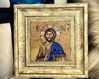 Natural Stone Jesus Christ &#39;The Teacher&#39; Icon Plaque Sacred Art Religious Wall Decor Christian Gift Spiritual Home Accent housewarming gift
